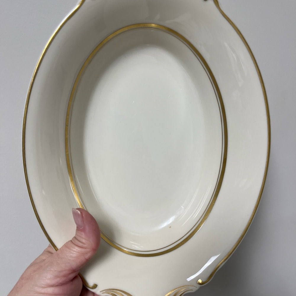 Luxurious Cream and Gold Oval Serving Dish